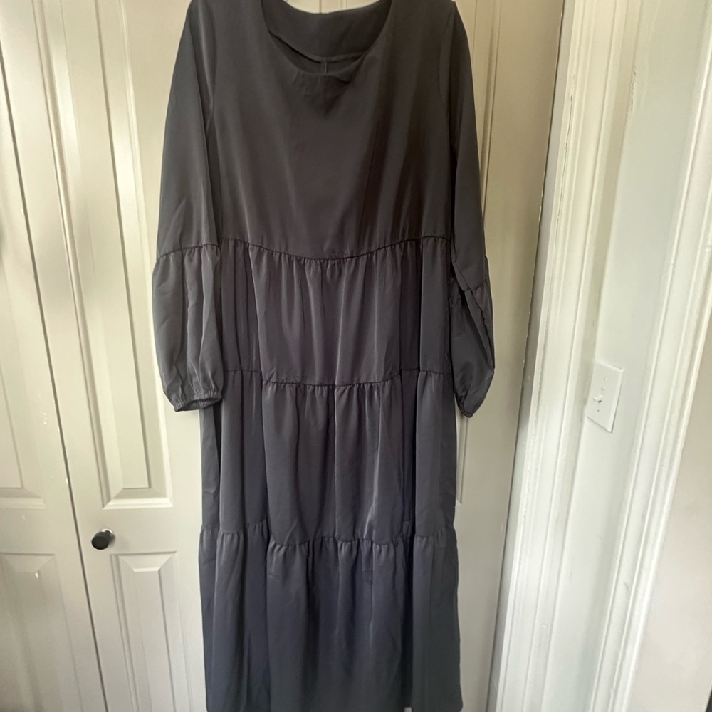 Satin dark Gray maxi Dress